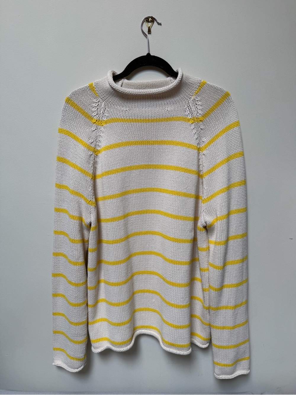 J. Crew Rollneck Sweater Cream with Yellow Stripes
